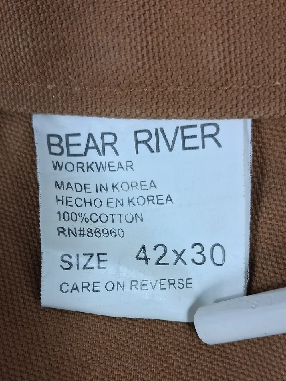 Vintage Bear River Workwear Brown Canvas Double Knee Wide Leg Work Pants 42/30